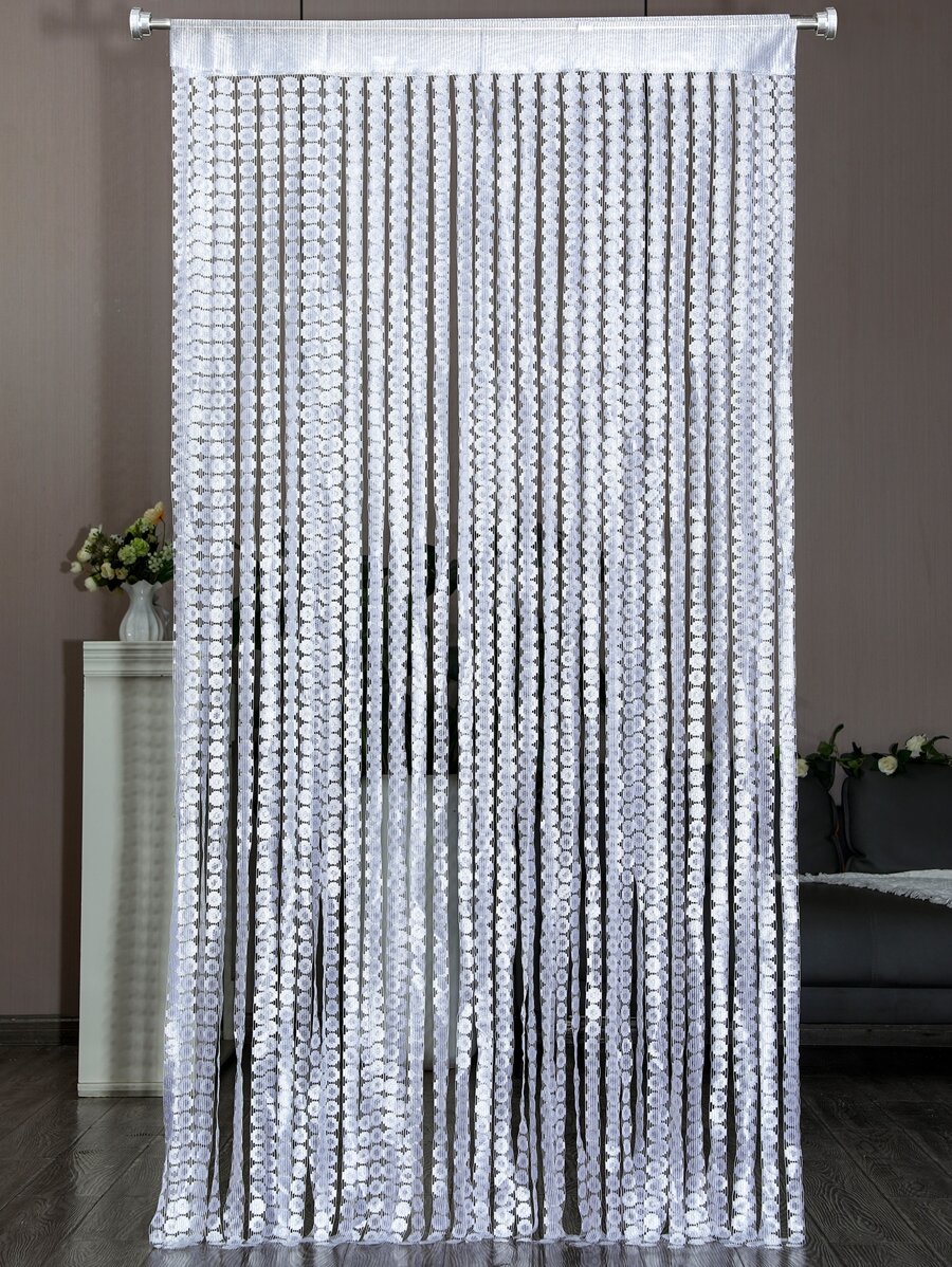 1入組銅幣草形窗飾線簾，39.37*78.74英寸，白色厚提花門簾 - 白色 - 查看 1