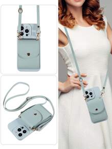 1 件斜挎带手风琴多功能卡槽 PU 皮革手机壳钱包适用于 17 Pro Max、17 Pro、17 Air、Redmi、OPPO 系列 - 淺藍色 - 查看 3