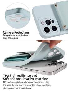 1 件斜挎带手风琴多功能卡槽 PU 皮革手机壳钱包适用于 17 Pro Max、17 Pro、17 Air、Redmi、OPPO 系列 - 淺藍色 - 查看 5