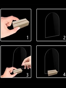 20PCS/Set Acrylic Card With Wooden Base, Wedding Party Guest List Seat Card, Blank Acrylic Board For Seat Logo, Suitable For Weddings, Banquets, Parties, Offices Valentine DAY, Valentines Wedding, Birthday