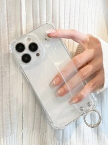 1 pieza Funda transparente para teléfono con soporte compatible con iPhone/Galaxy/Redmi/Pixel/Moto/OPPO