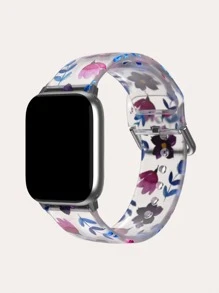 1pc Leaf & Flower Pattern Fashionable TPU Watchband, Compatible With Apple Watch - Multicolor - View 3