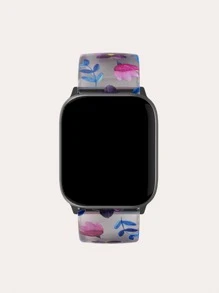 1pc Leaf & Flower Pattern Fashionable TPU Watchband, Compatible With Apple Watch - Multicolor - View 4