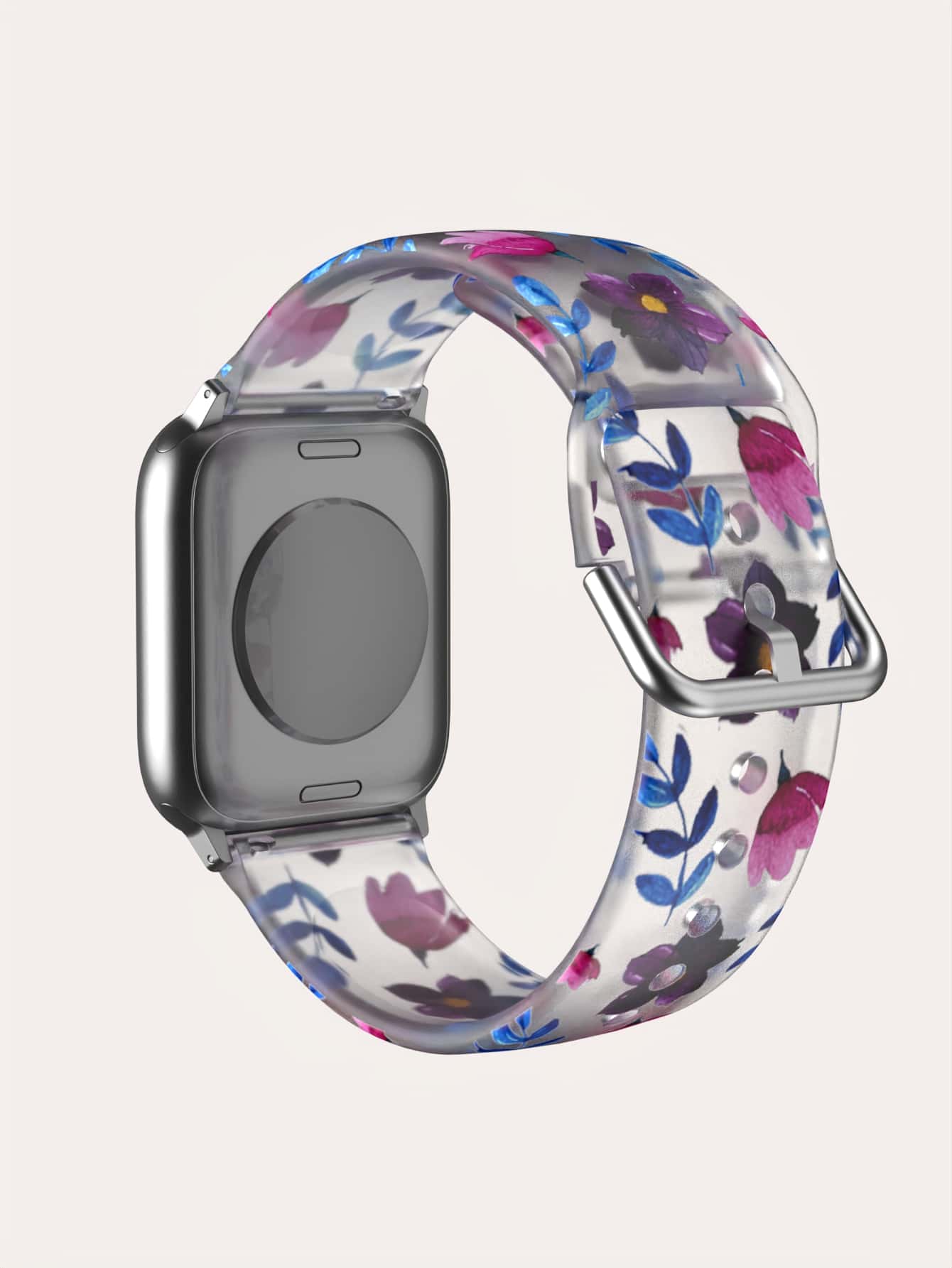 1pc Leaf & Flower Pattern Fashionable TPU Watchband, Compatible With Apple Watch - Multicolor - View 1