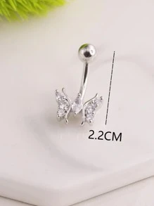 1 Peça Zircônia Cúbica Borboleta Forma Borboleta Umbigo Anel Umbigo Unha Jóia De Piercing