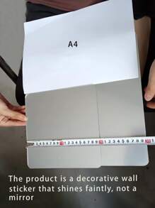 1 pieza Adhesivo de pared de espejo PMMA, decoración de pared autoadhesiva de diseño cuadrado creativo, mejor regalo para el hogar - Plateado - Ver 3