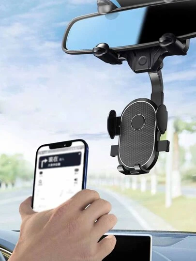 新版汽車後視鏡重力導航手機支架,1入