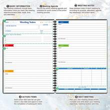 1pc Meeting Notebook For Work With Action Items, Project Planner Notebook For Note Taking, Office/ Business Meeting Notes Agenda Organizer For Men & Women,140Pages B5(7"X10") - Silvery Color,School Supplies,Back To School