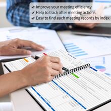 1pc Meeting Notebook For Work With Action Items, Project Planner Notebook For Note Taking, Office/ Business Meeting Notes Agenda Organizer For Men & Women,140Pages B5(7"X10") - Silvery Color,School Supplies,Back To School