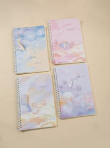 4入組精裝螺旋筆記本60頁用於日記寫作、按大學/辦公室/學校要求做筆記 - 彩色 - 查看 1