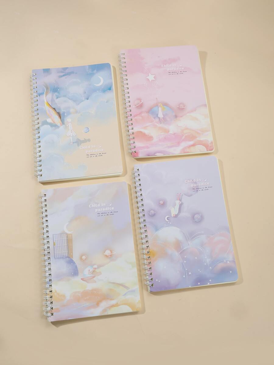 4入組精裝螺旋筆記本60頁用於日記寫作、按大學/辦公室/學校要求做筆記 - 彩色 - 查看 1