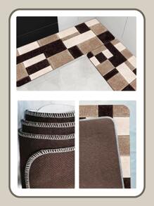 家用地毯水晶絲絨廚房地墊浴室門墊入口地墊幾何樣式地毯入口浴室門臥室學習客廳地墊防水防滑地墊接片圖案地墊門墊格子圖案腳地墊撞色馬賽克地毯1入組 - 彩色 - 查看 5