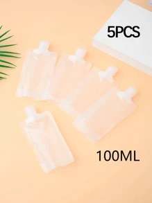 5pcs 100ml Travel Mini Makeup Cosmetic Face Cream Pot Bottles Plastic Transparent Empty Make Up Container Bottle Travel Accessories - Clear - View 1