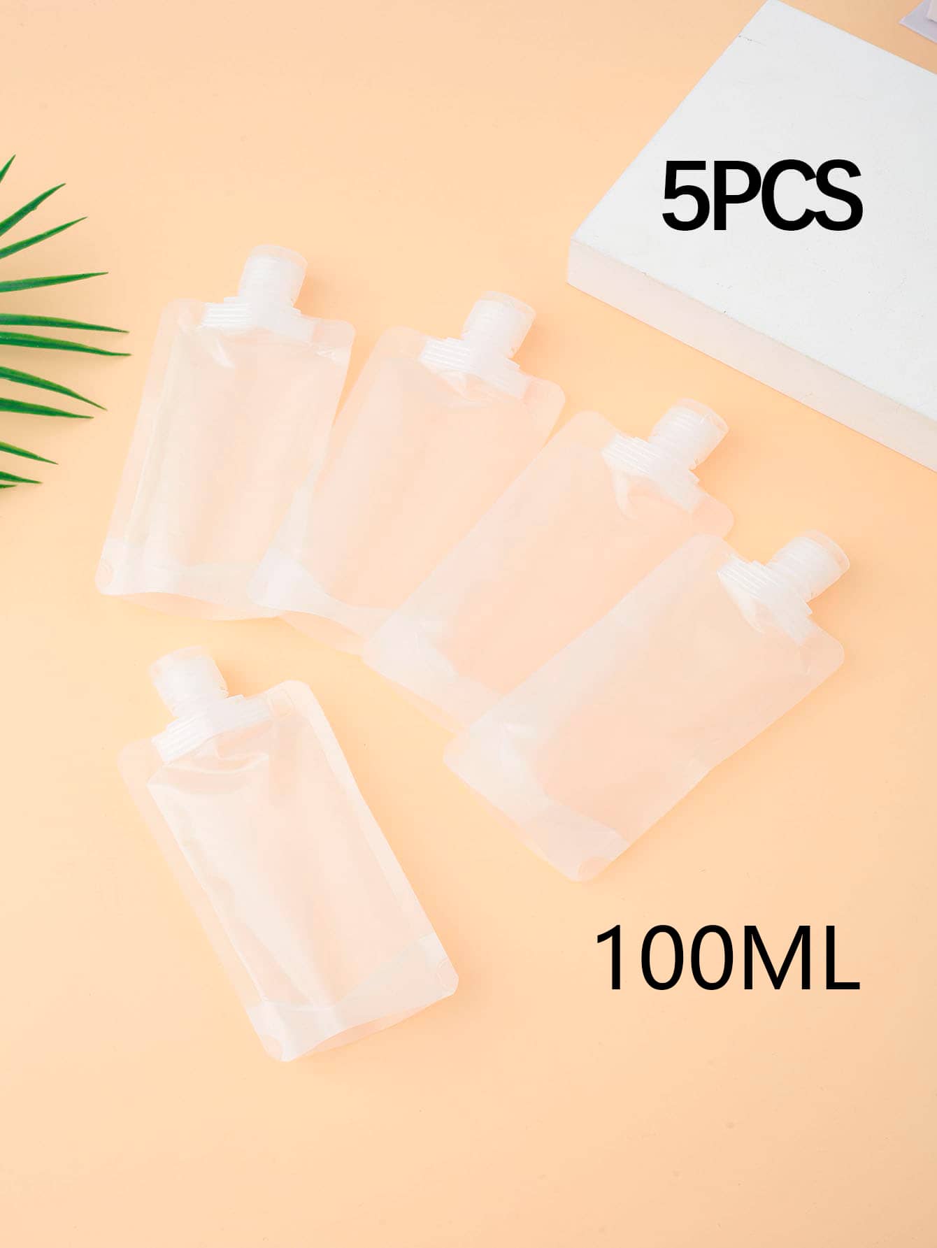 5pcs 100ml Travel Mini Makeup Cosmetic Face Cream Pot Bottles Plastic Transparent Empty Make Up Container Bottle Travel Accessories - Clear - View 1