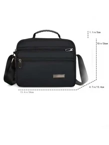 男士尼龍防水耐磨多層大容量單肩手提斜挎肩背假日旅行海灘通勤後背包 - 黑色 - 查看 6