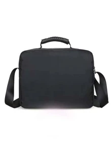 男士尼龍防水耐磨多層大容量單肩手提斜挎肩背假日旅行海灘通勤後背包 - 黑色 - 查看 3