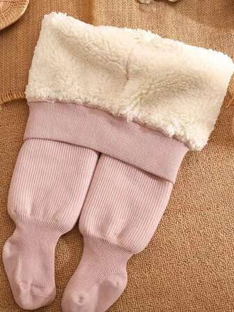 1 件女童冬季加厚保暖内衬紧身裤，纯色保暖紧身裤，适合日常穿着