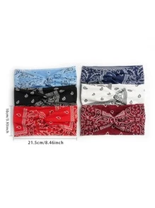 6pcs/Set Elastic Fashionable Sports Headband With Paisley Print & Crisscross Knot Design Boho,Gym Hair Band Turban Headband Sweatband Fall Winter Hair Accessories For Women For Vacation Outfits Woman Elegant Scarf Women Bandanas Soft Headwrap - Multicolor - View 4