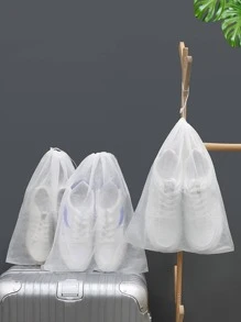 1入/50入白色半透明鞋收納袋，帶束口，家用防塵黃色防曬鞋袋，便攜式旅行鞋套 - 白色 - 查看 5