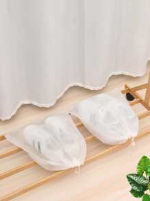 1入/50入白色半透明鞋收納袋，帶束口，家用防塵黃色防曬鞋袋，便攜式旅行鞋套 - 白色 - 查看 6