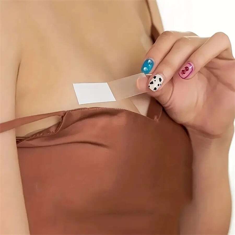 36pcs Invisible Slip-resistant Sticker, Non-sew Adhesive Tape, Transparent Sticker Prevent Exposure Chest Stickers, Suitable For Women's Shirts & Underwear Accessories - White - View 1