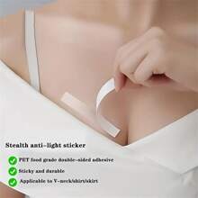 36pcs Invisible Slip-resistant Sticker, Non-sew Adhesive Tape, Transparent Sticker Prevent Exposure Chest Stickers, Suitable For Women's Shirts & Underwear Accessories - White - View 2