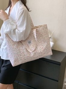 Bolso de tela estampado, bolso de hombro de compras casual, bolso de viaje, bolso de hombro grande, nuevo bolso de mano de verano, bolso de mamá, bolso de tela de punto minimalista para otoño/invierno - Multicolor - Ver 3