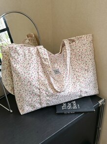 Bolso de tela estampado, bolso de hombro de compras casual, bolso de viaje, bolso de hombro grande, nuevo bolso de mano de verano, bolso de mamá, bolso de tela de punto minimalista para otoño/invierno - Multicolor - Ver 6