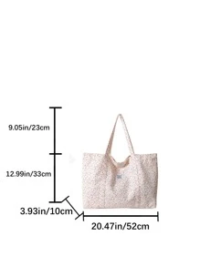 Bolso de tela estampado, bolso de hombro de compras casual, bolso de viaje, bolso de hombro grande, nuevo bolso de mano de verano, bolso de mamá, bolso de tela de punto minimalista para otoño/invierno - Multicolor - Ver 9