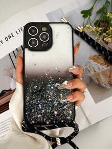 Sequin Phone Case With Lanyard,International Version, Not The Domestic Version - Black - View 2