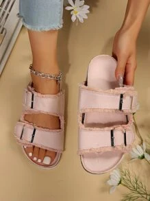 新款女士時尚平底涼鞋 - 粉色 - 查看 3