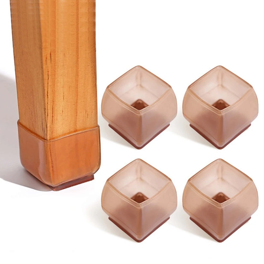 4入組TPR橡膠材料方形靜音椅子桌子腿保護裝置隨機色 - 彩色 - 查看 1