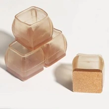 4入組TPR橡膠材料方形靜音椅子桌子腿保護裝置隨機色 - 彩色 - 查看 2