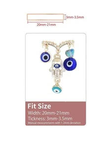 1pc Eye & Rhinestone Pendant Stainless Steel Watchband Decoration Ring - Gold - View 3