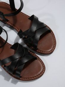 Women's Flat Sandals - Black - View 3