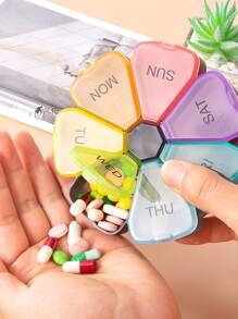 1pc Portable Medicine Box With 7 Compartments For One Week