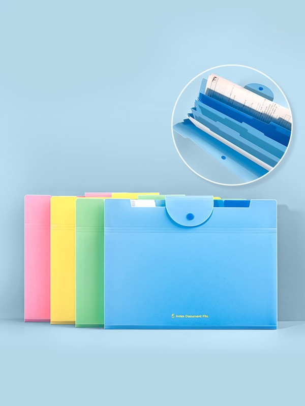 Accordion Folder Solid Color With Multiple Compartments Office Paper