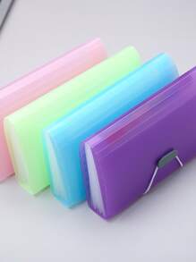 1pc 13-compartment Mini Accordion File Folder, Candy-colored Simple Office Supplies File Storage Bag, Ticket Holder, Clear Expandable Receipt Organizer - Green - View 5