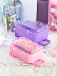 可愛迷你拉桿箱收納盒創意可移動手提箱首飾類首飾盒書桌整理盒糖果盒 - 藍色 - 查看 4