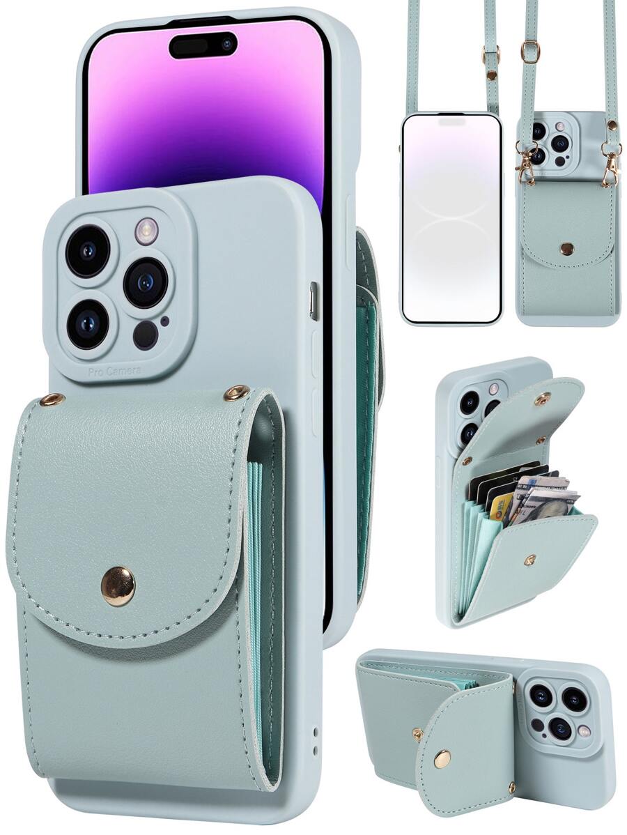 1 件斜挎带手风琴多功能卡槽 PU 皮革手机壳钱包适用于 17 Pro Max、17 Pro、17 Air、Redmi、OPPO 系列