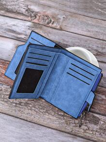 Billetera y portafolio de hombre con cierre mate en azul vintage - Azul - Ver 4