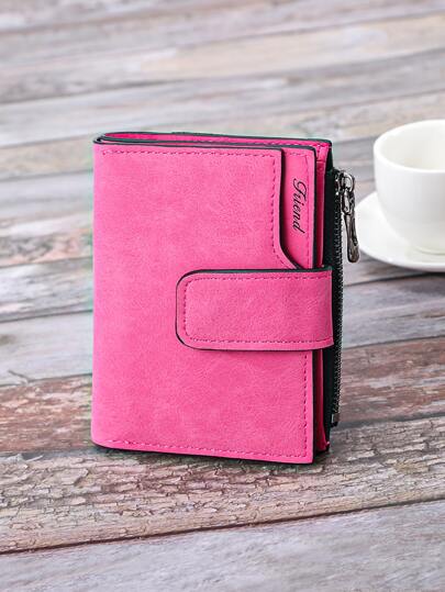 Vintage matte Verschlussgeldbörse in Rosenrot und Kreditkartenhalter, funkelndes Pink, Business Lässig für Damen, kleine Geldbörse