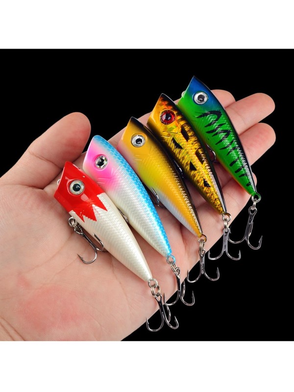 5pcs Fishing Lures Topwater Popper Bait 6cm 6.5g Hard Bait Artificial