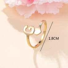 1 Nhẫn Mở Chữ Trái Tim Bằng Thép Không Gỉ Tối Giản (Az) Dành Cho Nữ, Thời Trang Cưới & Quà Tặng Ngày Lễ Tình Nhân - Vàng - Xem 5