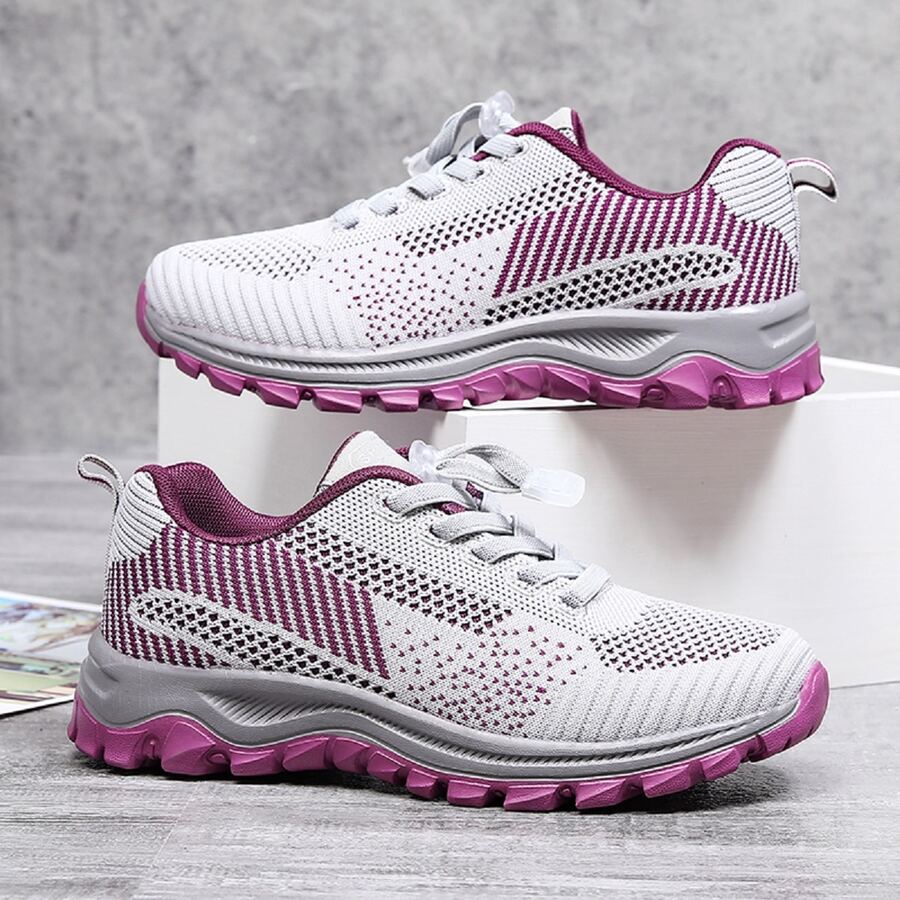 Giày Đi Bộ Nữ, Xuân Hè Mới Giày Thể Thao Nhẹ Chống Trơn Trượt Cho Người Trung Niên Và Người Già Có Lưới Thoáng Khí, Giày Cho Mẹ - Màu Xám nhạt - Xem 1