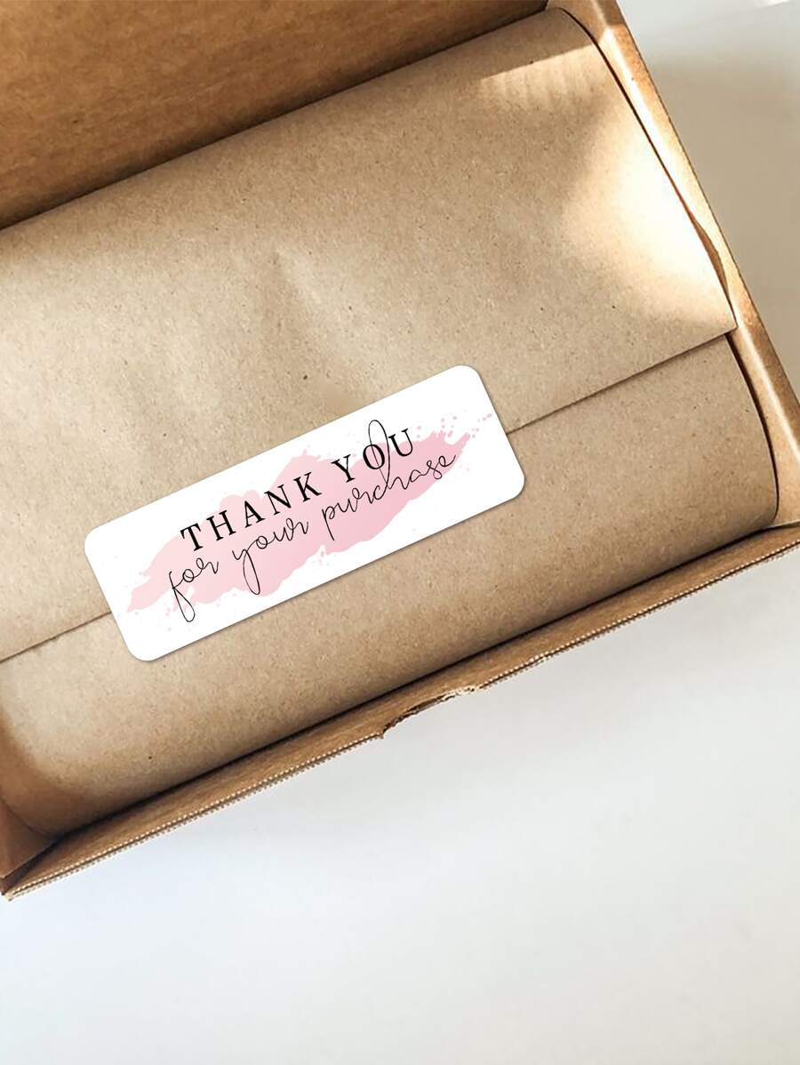 90 Pcs Thank You For Your Purchase Stickers Small Shop Gift Package Decor Sealing Personalized Labels - Pink - View 1