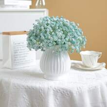 1入組23厘米藍色人造滿天星軟橡膠手感家居裝飾，不褪色植物花園、門廊、窗戶、室內花瓶裝飾