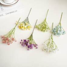 1入組23厘米藍色人造滿天星軟橡膠手感家居裝飾，不褪色植物花園、門廊、窗戶、室內花瓶裝飾