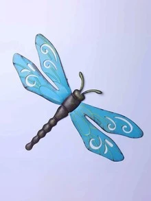 Decoración Exterior De La Cerca Con Libélula Azul - Azul - Ver 1