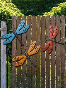 Decoración Exterior De La Cerca Con Libélula Azul - Azul - Ver 2